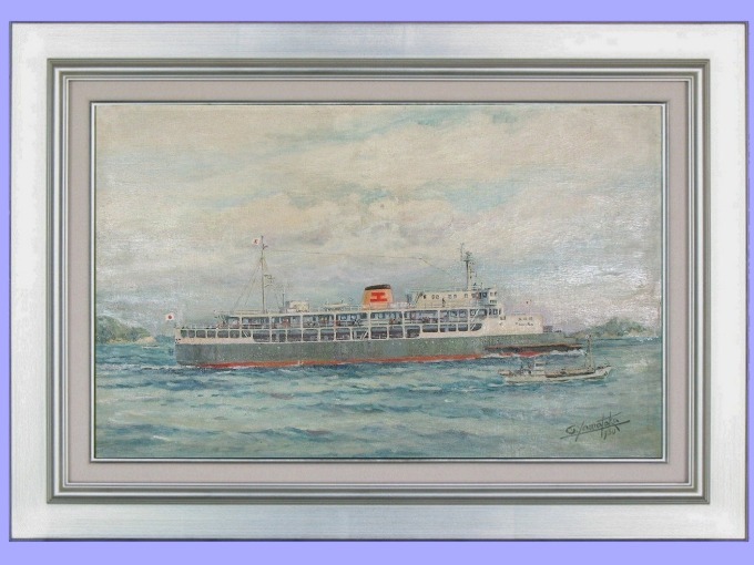 乾汽船(株)乾洋丸進水記念絵葉書 カラーイラスト2枚美品 (株